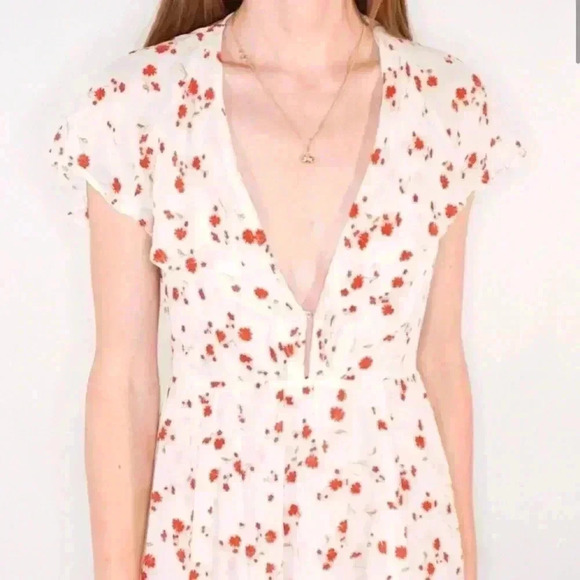 REFORMATION Flutter Sleeve V-Neck Floral
Mini Dress - Picture 4 of 7